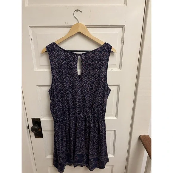 Lucky Brand Women's Navy Patterned Sleeveless Dress Cotton Blend Size XL - Picture 6 of 7